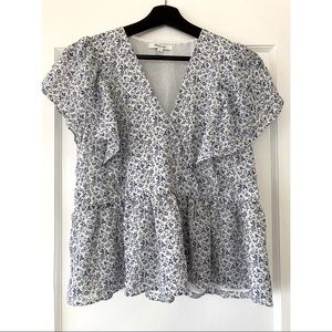 Madewell Georgette Ruffle-Sleeve Peplum Top